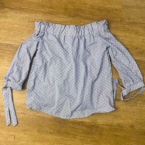 Blue off the shoulder shirt